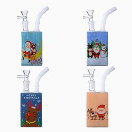 Christmas Style Glass Bongs Beverage Bottle Hookahs Xmas Water Pipes 4mm Thick Glass Bong With Bowl