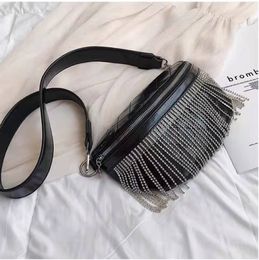 Luxury Cross Body Messenger bag for women Fashion Rhinestone fringe Waist bag Designer shoulder bags high quality Diamond Lattice Shiny Satchel clutch bag HBP