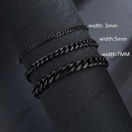 Link, Chain 2021 Men Bracelets Trendy Cuban Classic Stainless Steel 3/5/7mm Width Adjustable Bracelet Jewelry Gift