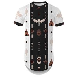 YOUTHUP 3D T-shirt Men Round Hem Tshirt Traditional Patterns Design Mens T Shirt Male Streetwear Long Line Shirts For Summer 210629