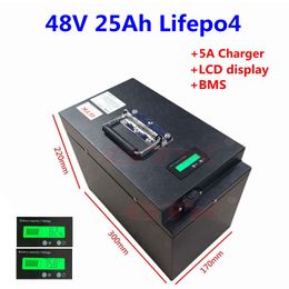 GTK Steel case 48V 25Ah 30Ah Lifepo4 lithium battery pack with BMS for 48V 1000W 2000W scooter ebike motorcycle truck+3A Charger
