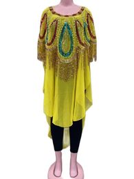 Этническая одежда стиль африканские женские модные платья мода шифон тяжелые бусины блестки вышивка танца сексуальные платья вечеринки для леди