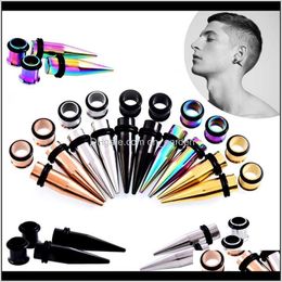 & Drop Delivery 2021 36Pcs Surgical Steel Ear Gauges Tap Stretcher Stretching Kit Tunnels Plugs Expander Body Jewellery Earring Wholesale R7C1J