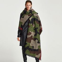 Army green camouflage shawl autumn and winter thickened long scarf imitation cashmere warm