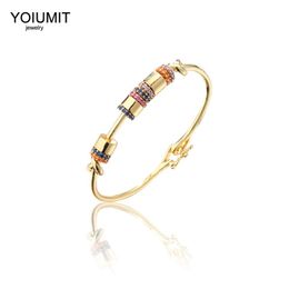 Bangle Yoiumit Color Transfer Copper Gold Bracelet Bangles Femme Micro Diamond Cuff For Women Jewelry Party Wedding Gift