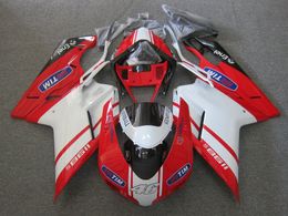 Hi-grade Injection Fairing body kit for 848 08 09 10 11 1098 1198 2008 2009 2011 White red Fairings Bodywork+Gifts DD65