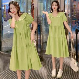 -Vestidos 2592 # verão coreano moda algodão maternidade longo vestido doce adorável solto retalhos roupas para mulheres grávidas gravidez