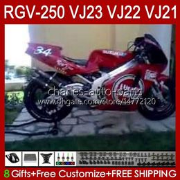 OEM Body For SUZUKI RVG250 250CC VJ 23 RGV250 SAPC VJ23 Cowling RGV-250CC 1997 1998 Bodywork 107HC.41 RGVT-250 lucky red stock RGVT RGV 250 CC RGV-250 Panel 97 98 Fairing Kit