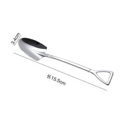 304 Stainless Steel Spoon Mini Shovel Shape Coffee Spoons Cake Ice Cream Desserts Scoop Fruits Watermelon Scoops CCF6363