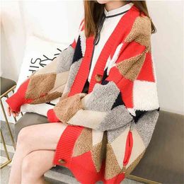 Autumn Winter Thick Knitted Cardigans Coat Women Fashion Long Sleeve Poncho Sweater Womans Crochet Cardigan 210427