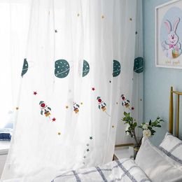 Cartoon Children Window Screen for Living Room The Bedroom Modern Printed Tulle Sheer Curtain Drapes Blinds Boys Room Decor 210712