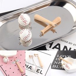 6pcs/lot Baseball and Wooden Stick Sports Charms Fashion Jewelry Earring Bracelets DIY Making Floating Locket Charms Golden Base