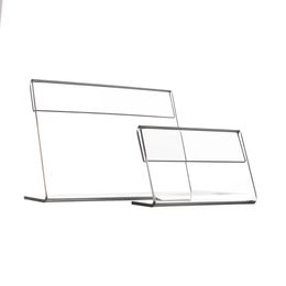 Advertising Display T1.2mm Clear Acrylic Plastic Sign Paper Label Card Price Tag Holder L Shaped Stand Horizontal On Table 50pcs Various Smaller Size