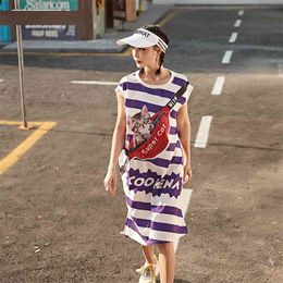 Summer women's sleeveless vest dresss contrast color personality dress halter alien graffiti plus size woman GD382 210506