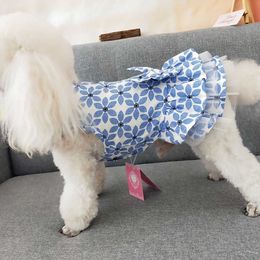 Palace Style Denim Skirt Summer Pet for Small Dog Princess Tutu Dress Bowknot Chihuahua Puppy Clothes ropa perro