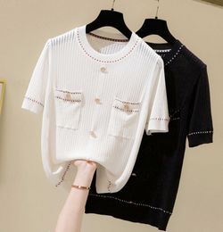 Sweater Knitted Summer Short Sleeve O-Neck Pullover Women Sweaters Korean Tops All-Match Basic Pull Femme Jumper Female 210604