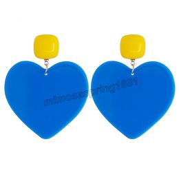 Fishion Acrylic Dangle Earrings Blue Heart Geometry Drape Sweet Style Drop Jewellery Pendant Earrings For Women Party Girl First Choice