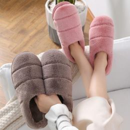 Slippers Color Women Winter Indoor Cover Heel Home Cotton Shoes Flannel Warm Soft Plastic Sole No Slip Unisex Floor Slipper