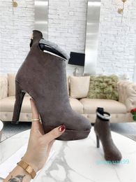 Designer Luxury Sexy Women High Heels Waterproof Platform Boots Rear Zipper Ankle Booties With Box