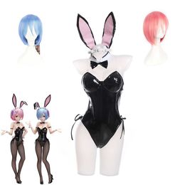 Anime Re Life a Different World from Zero Ram Rem Cosplay Costume Bunny Girl Uniform for Halloween Party