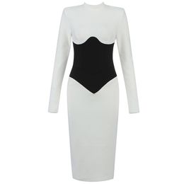 Bandage Bodycon Sexy Dresses Women Fashion Celebrity Clubwear Long Sleeve Party Dress Autumn Clothing 210515