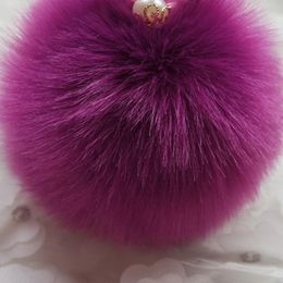 Keychains Men Women Pom-pom Key Chain Bag Charm Fluffy Puff Ball Bow Ring Car Pendant