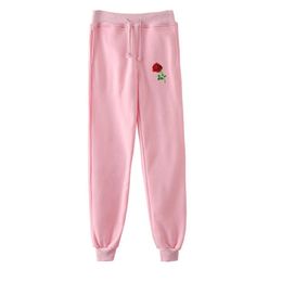 2020 Nova moda calças casuais senhoras calças esportivas masculinas confortáveis ​​calças impressas flor rosa menina jogging calças rosa mulheres x0615