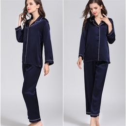 100% Pure Silk Women's Classical Pyjama Set Sleepwear Nightgown M L XL YM007 210330