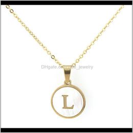 & Pendants Jewelrysimple Stainless Steel 26 Letter Initial Alphabet Shell Pendant Necklaces Women Girl Gold Color Chain Necklace Collier Fema