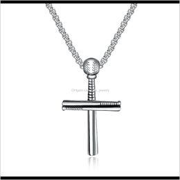 & Pendants Jewelrysporty Baseball Necklaces Jewelry Stainless Steel Classic Gold Sier Color Cross Pendant Necklace Bijoux Gifts Drop Delivery