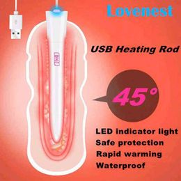 Nxy Sex Masturbators Men Smart Thermostat Usb Heating Rod for 45 Celsius Toys Heated Bar Stick Anal Vagina Warmer Shop 1208