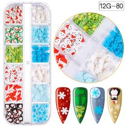 2021 new fashional 12 grids Christmas glitter nail sequins snowflake tree nail art decorations flash powder drill nail sequins