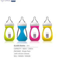 Umee 240ml Baby Feeding Glass Milk Bottle With Colourful Drop Protect Anti Colic With International Patent Mother Touch Teat 211023