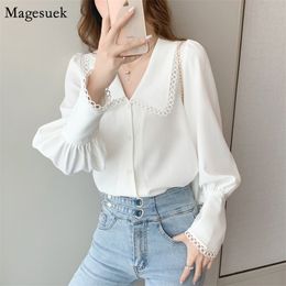 Long Sleeve Button White Shirt Women Elegant Cardigan Chiffon Blouse Korean Ladies Tops and Blouses Blusas 11546 210512