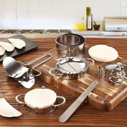 Baking & Pastry Tools Stainless Steel Dumpling Mould Maker Dough Pressing Pie Wonton Hob Stuffing Spoon Skin Makingmoldtooleclairmold