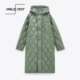 HWLZLTZHT Winter Vintage Women's Parka Warm Jacket Coat Casual Hooded Overcoats Female Loose Long Outwear Windbreaker 210923