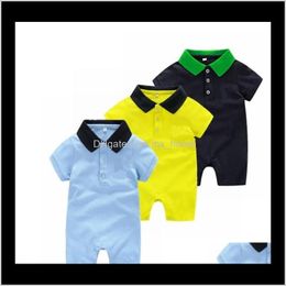 Fashion Baby Boys Girls Toddler Cotton Short Sleeve Jumpsuits Summer Infant Turndown Collar Onesies Kids Clothes Uqaa 3Ky7S