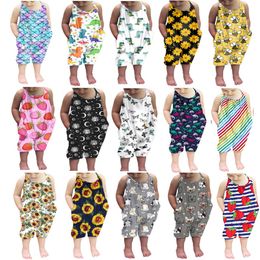 16 Colours Toddler Girls Rompers Kids Jumpsuits Sunflower One Piece Strap Romper Dinosaur Summer Outfits Playsuit Clothes 2514 Y2