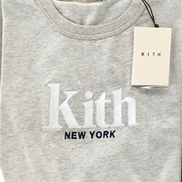 Embroidery Kith t Shirt Men Women Oversize T-shirt Dark Blue c23uy