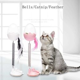 Cat Food Feeders Ball Pet Interactive Feather Toy Leaking Tumbler Egg Smarter Cat Dogs Playing Toys Treat Ball Shaking 210929