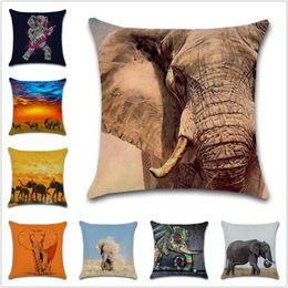 elephant seat UK - African Grassland Animals Elephant Cushion Cover Decoration For Home House Sofa Chair Seat Pillow Case Kids Gift Friend Present Cushion Deco