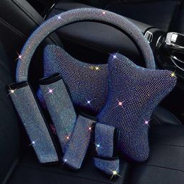 Interior Decorations Luxury Rhinestones Crystal Car Seat Belt Cover Pad Steering Wheel Neck Pillow Auto Accessories