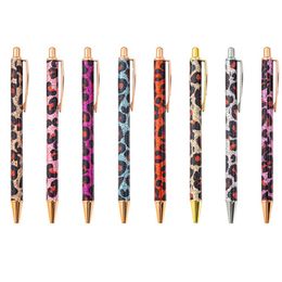 Leopard Ballpoint Pens Retractable Black Ink Metal Writing Pens Medium Point 1mm Home School Office Supplies XBJK2112