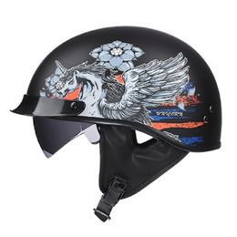 visière demi casque Promotion Casque de moto rétro Vintage Visage ouvert Demi-Inner Sun Visor Moto Racing Risques Casques respirantes Été