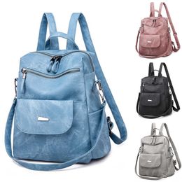 Leather Backpack Women Shoulder Bag Vintage Bagpack Travel Backpacks For School Teenagers Girls Back Pack Women Mochila Feminina X0529