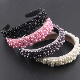 Crystal Rhinestone Headbands Padded Velvet Fabric Ethnic Style Hairband Wide Hair Hoops Beaded Bling Hair Bands