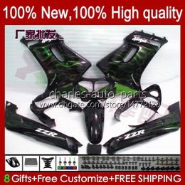 Body OEM For KAWASAKI NINJA ZZR-250 1990 1991 1992 1993 1994 1995 96 97 98 99 Bodywork 54HC.106 green flames new ZZR250 CC ZZR 250 90 91 92 93 94 95 1996 1997 1998 1999 Fairing