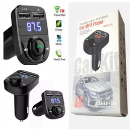 FM x8 Transmitter Aux Modulator Bluetooth Handsfree Audio MP3 Player with 3.1A Quick Charge Dual USB Car Charger