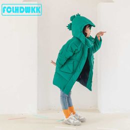 2019 winter down jacket kid dinosaur cartoon coats for girls boys long coat for kids baby thickened children clothes H0910