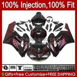 Injection Mould 100% Fit For HONDA Fairings CBR1000 CBR 1000 RR CC 04-05 Body 52No.19 CBR 1000RR 1000CC 2004 2005 CBR-1000 CBR1000RR 04 05 OEM Full Fairing red flames stock